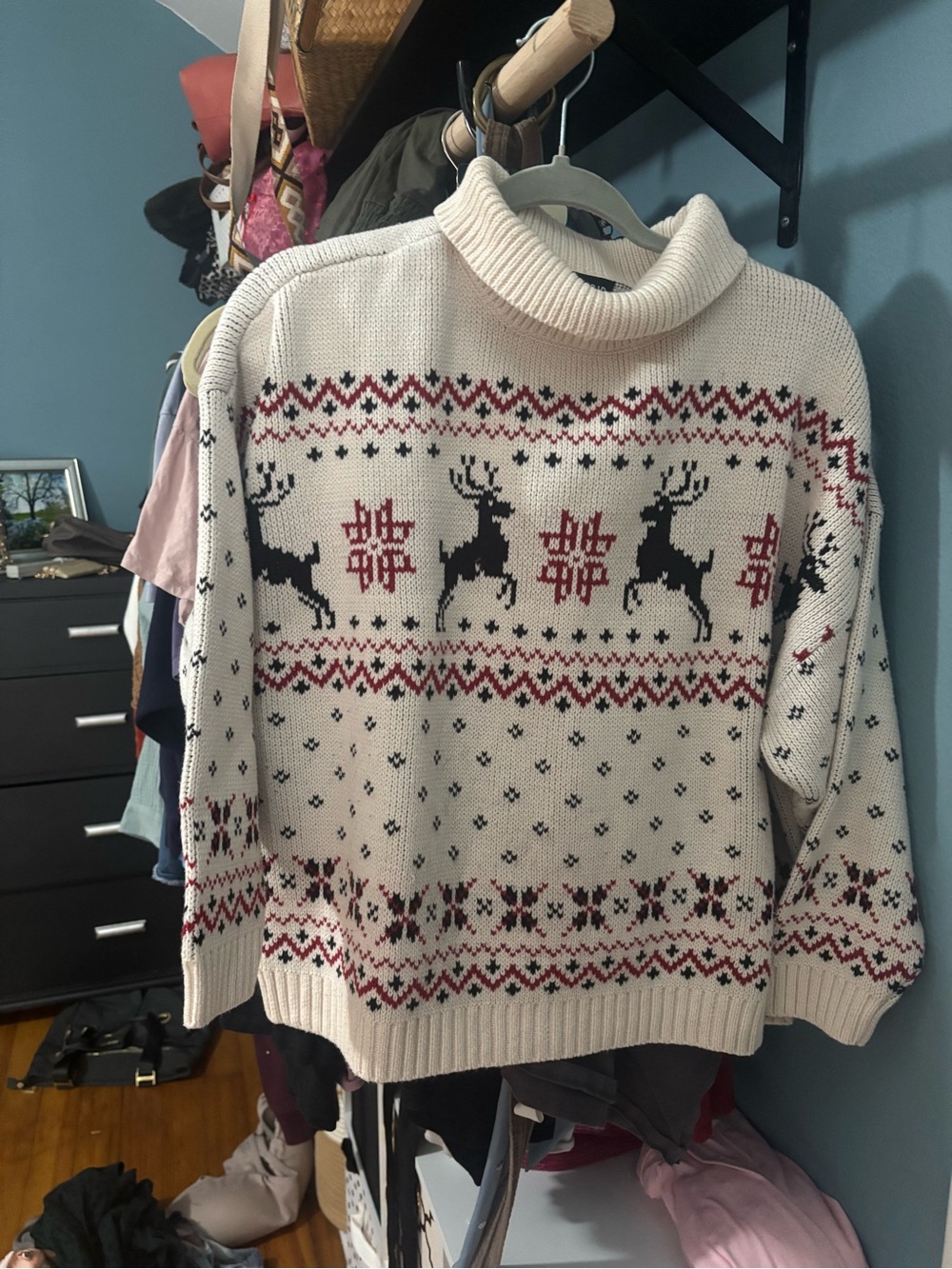 torrid Cream and Black Fair Isle Knit Turtleneck Sweater
